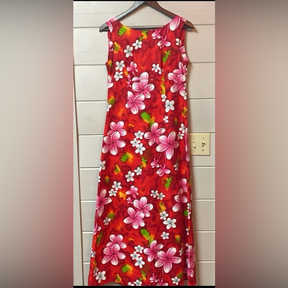 Vintage Ui-Maikai Hawaiian Hibiscus Floral Maxi Dress Size S.